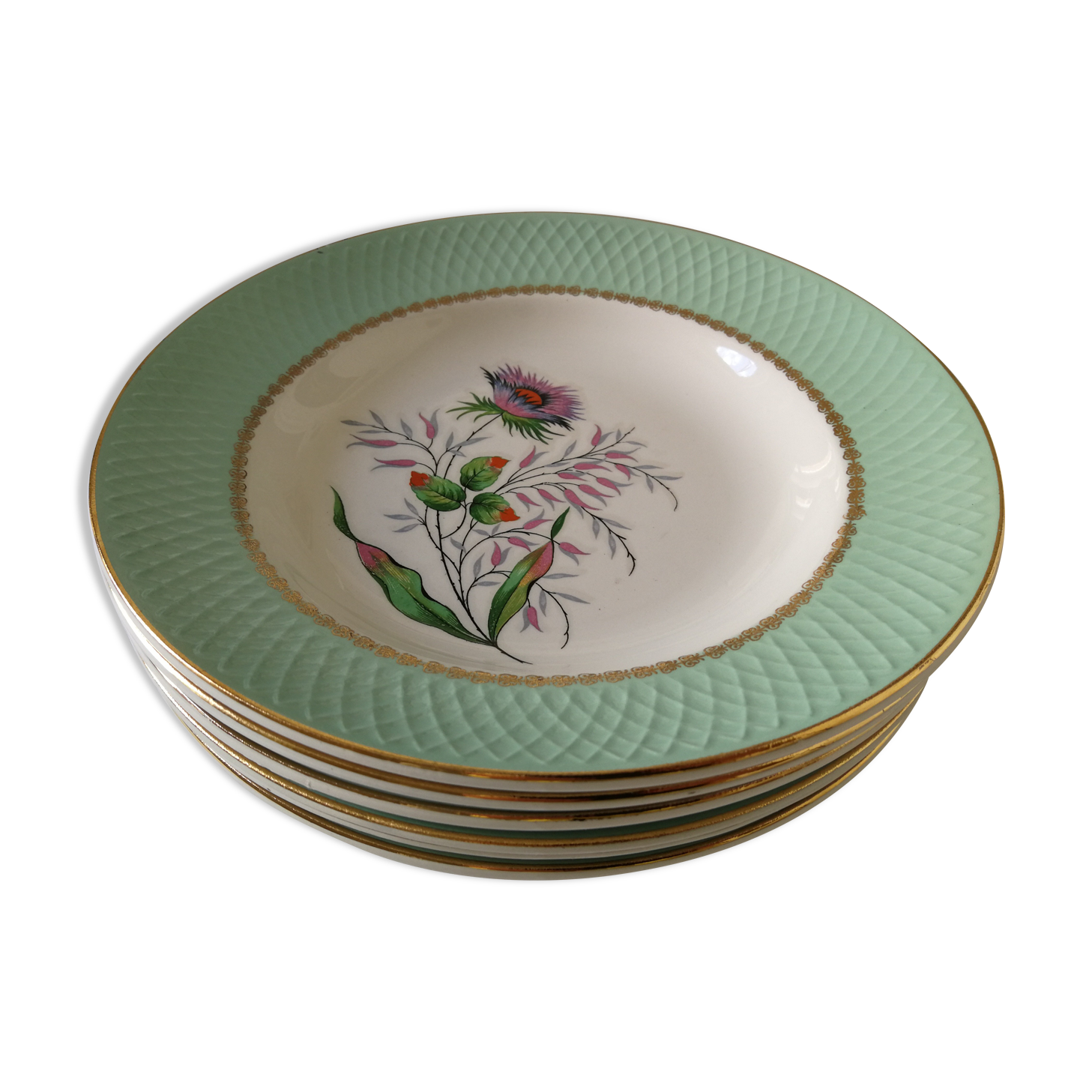 Set of 6 hollow plates Orchies Moulins des Loups