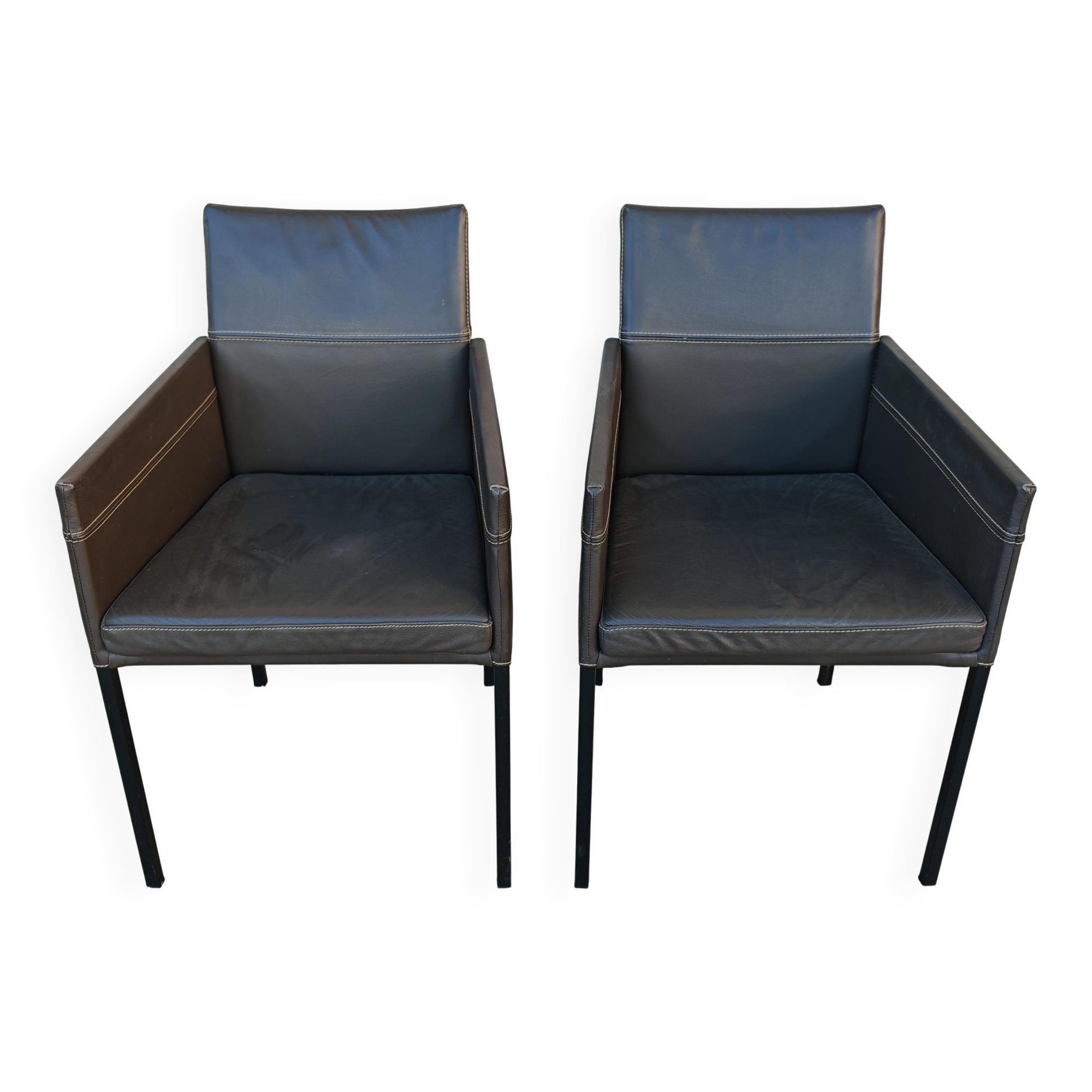 Pair of leather armchairs Texas by Karl Friedrich Förster for KFF