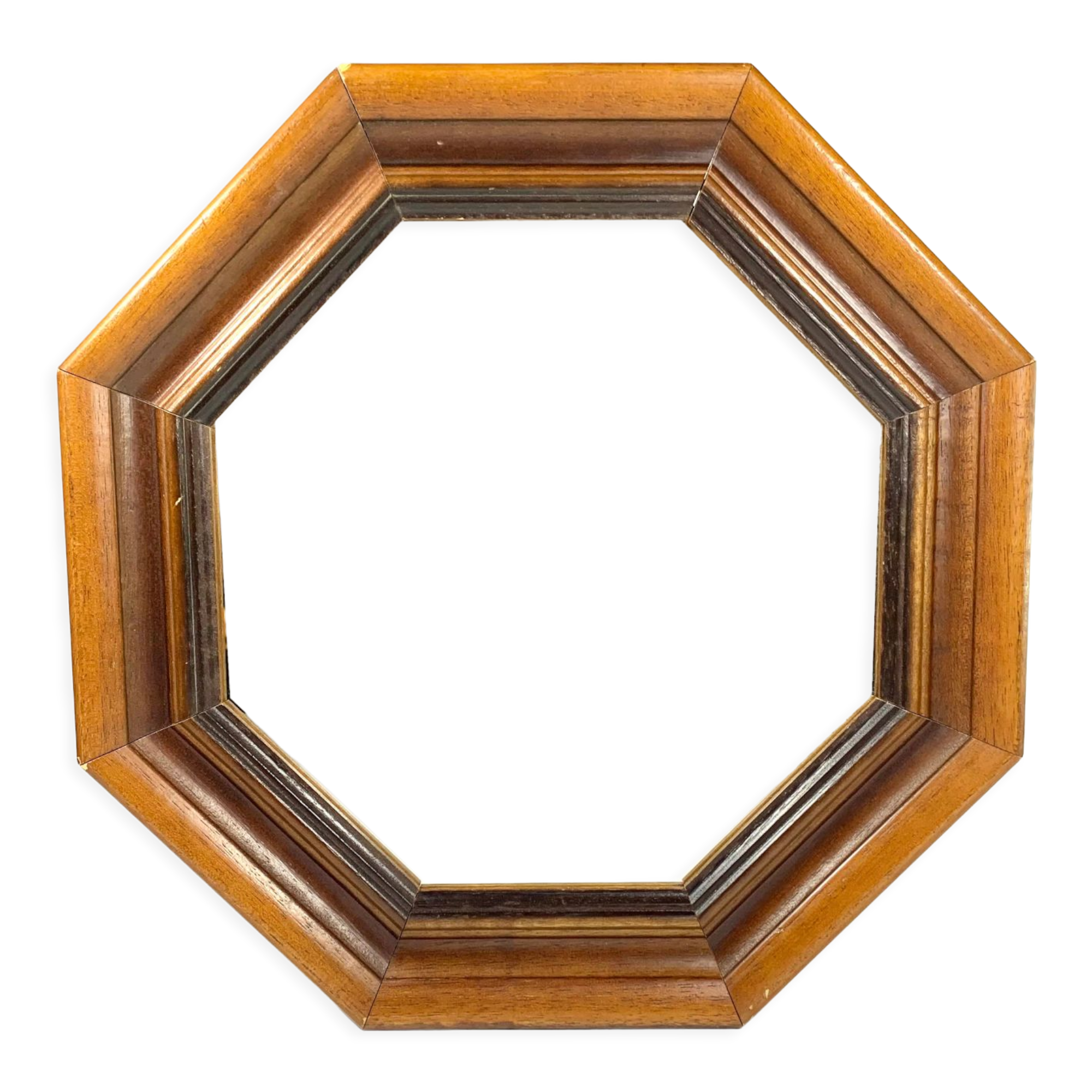 Octagonal mirror in molded wood - French popular work of the twentieth century
