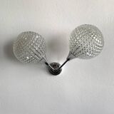 Applique murale double et globe en verre ciselé pointe de diamant, 1960