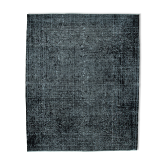 Hand-knotted oriental overdyed 298 cm x 365 cm black wool carpet