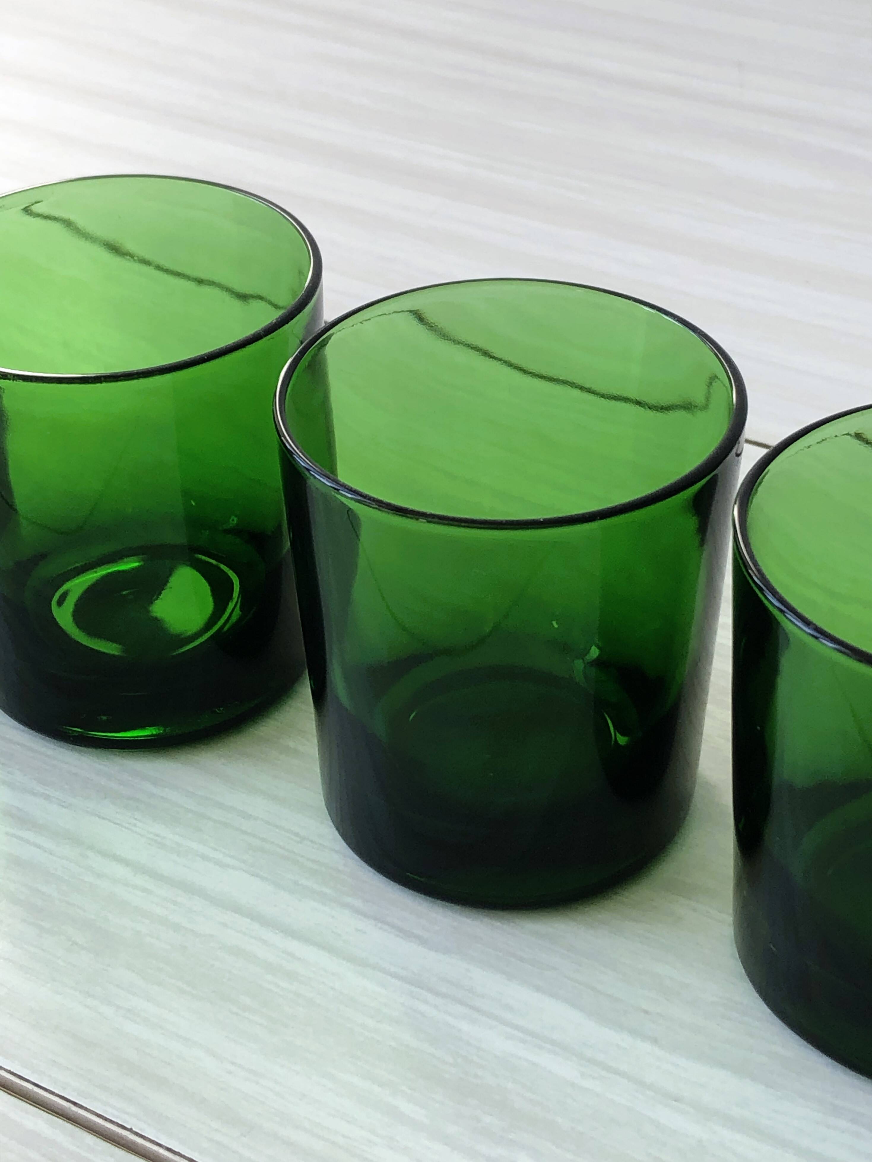 Set of 5 Luminarc green tumbler glasses
