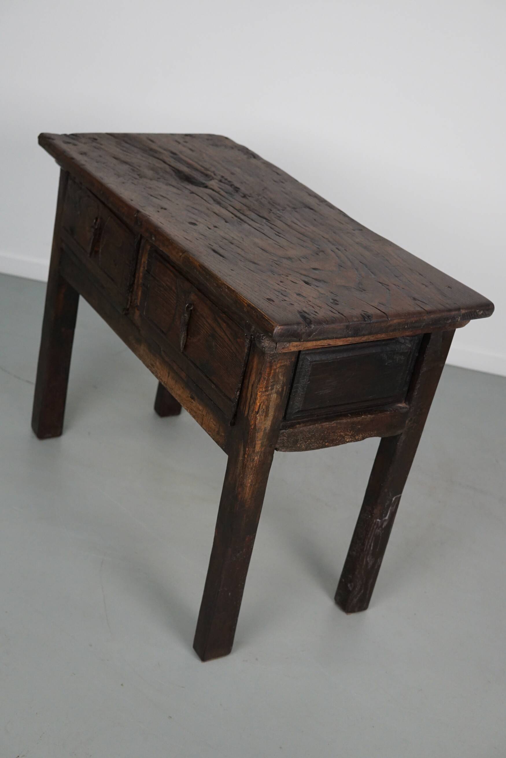 Antique Spanish Rustic Farmhouse Chestnut Side Table / Console, 18th Century