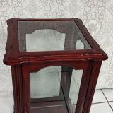 Showcase low glass beveled exotic wood