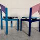 12 multicolored chairs wood and metal, 80s