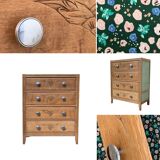 Art deco chest of drawers raw wood and khaki