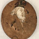 Miniature on medallion porcelain, blackened wooden frame