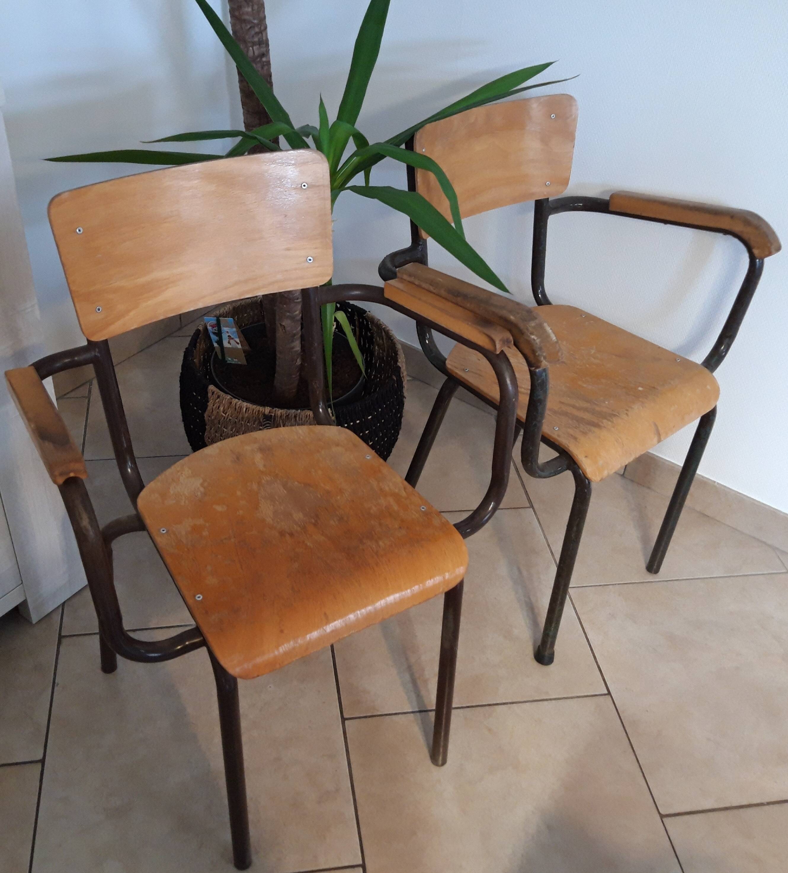 Set of 2 vintage schoolmaster chairs