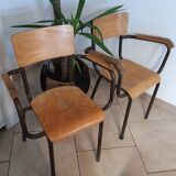 Set of 2 vintage schoolmaster chairs