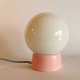 Vintage white opaline living room bedside desk lamp "Malabar"