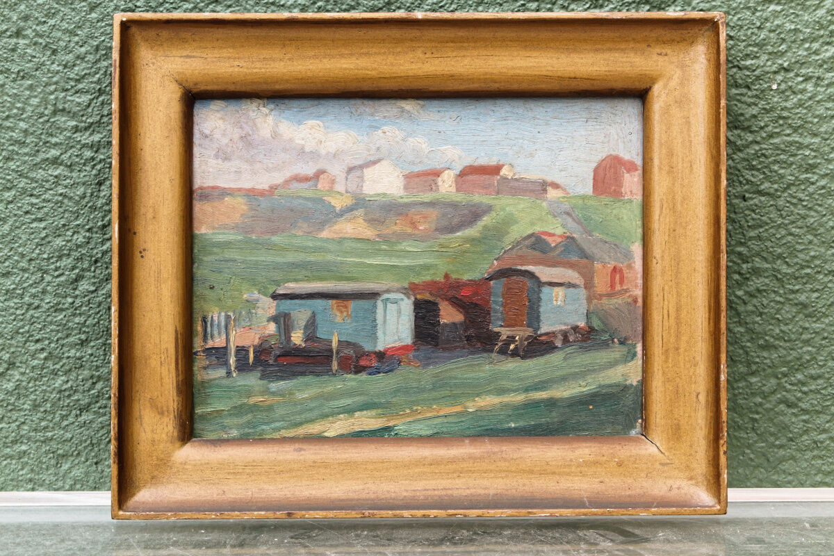 Oil on panel "The Caravans", 1945