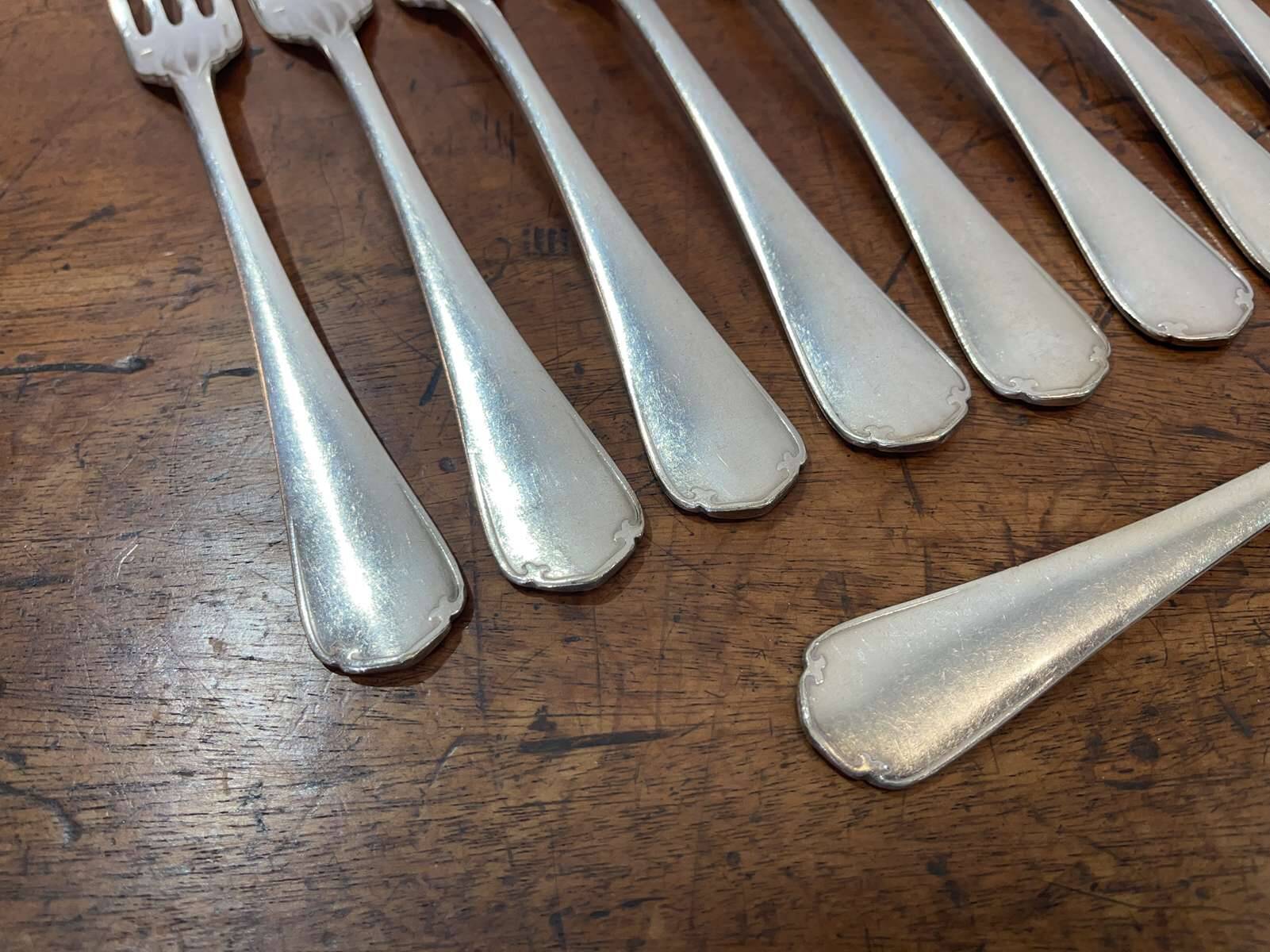 Set of 12 silver-plated metal forks christofle