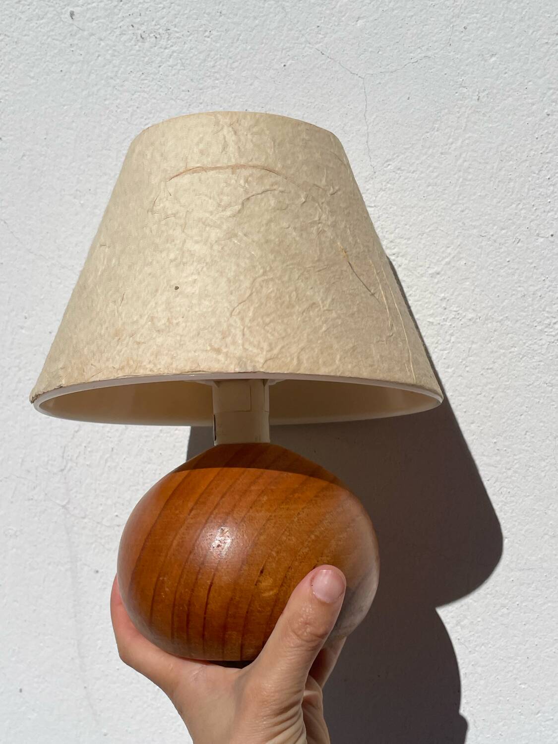Vintage beige wooden ball lamp