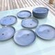 Set de 10 assiettes plates en grès bleu lavande