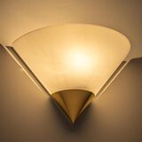 Pair of opal glass wall lights designed by Limburg, Germany.