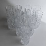 Vintage Transparent Crystal Glasses Set of 11 - Italian 1970s Tableware