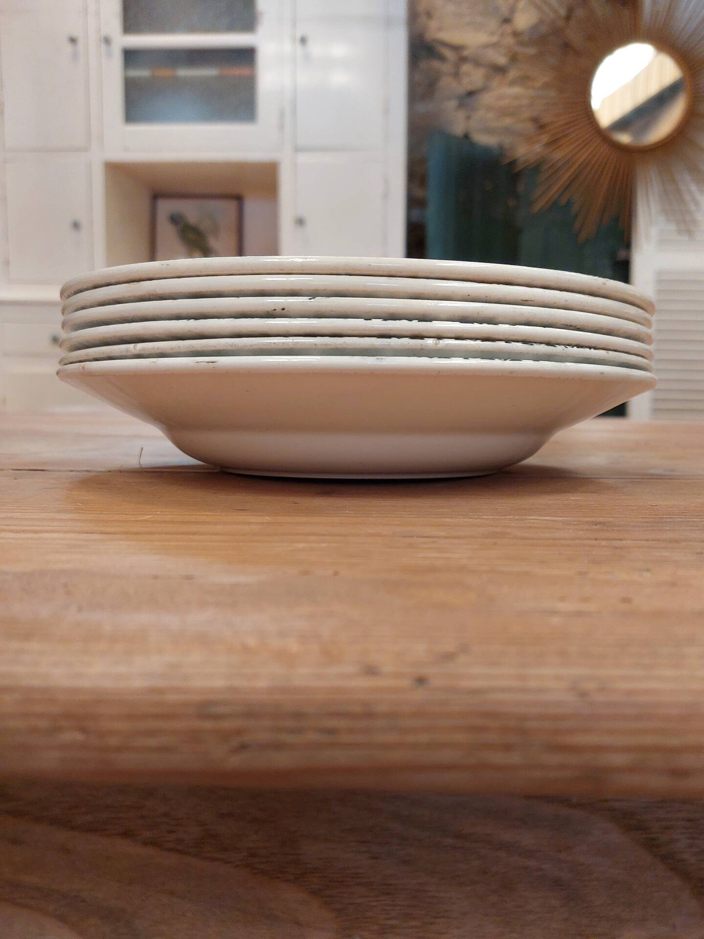 Set of 6 deep plates in ironstone - Guadeloupe model