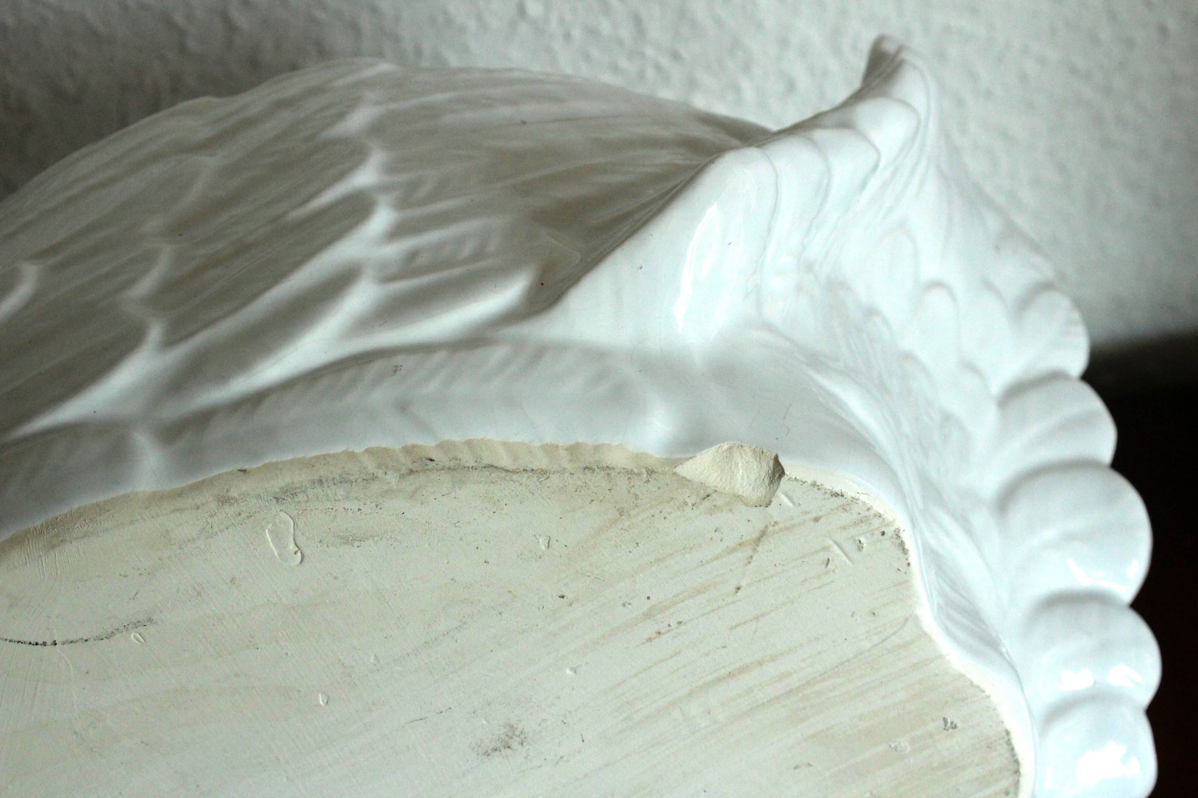 XL white ceramic swan planter - Vintage