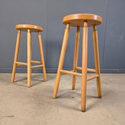 Alpine style chalet stools in wood, set of 9 - 1970s