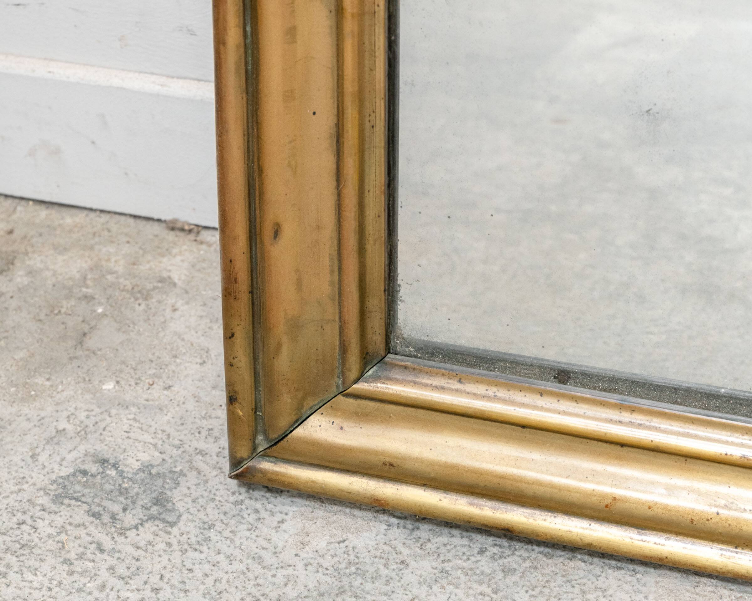 Miroir ancien en laiton de brasserie, 19ème