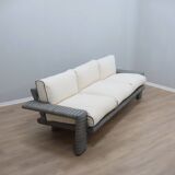 Vintage 3-seater sofa by Marzio Cecchi in ribbed leather 1970s