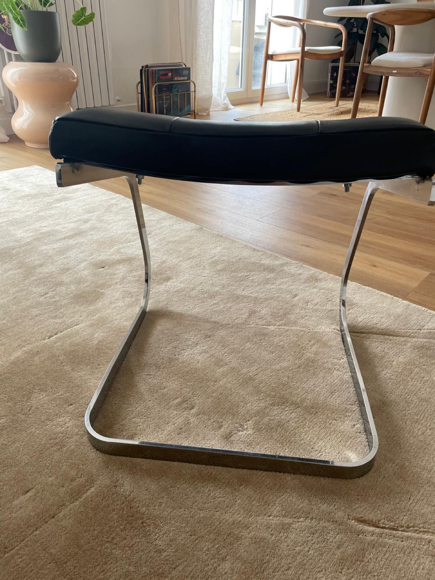 Leather and chrome designer stool