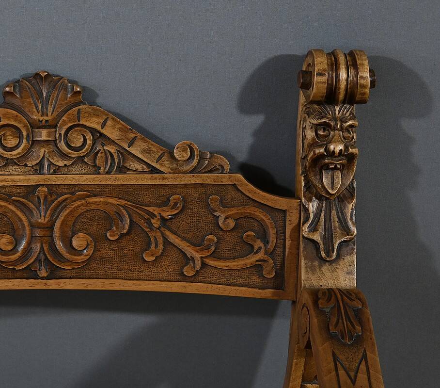 Dagobert Walnut Armchair, Medieval Style – Late 19th Century