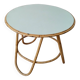 Vintage round rattan table, desk, tripod legs