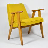 Vintage armchair 366, designer J.Chierowski, 1960s, yellow
