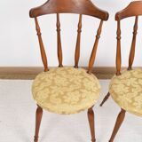 Pair of chairs in turned wood and fabric, vintage, dating from 1960.