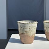 Set of 2 cups in Indonesian ceramic (brown & speckled glazed matte)