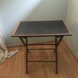 Old folding table in rattan and wood