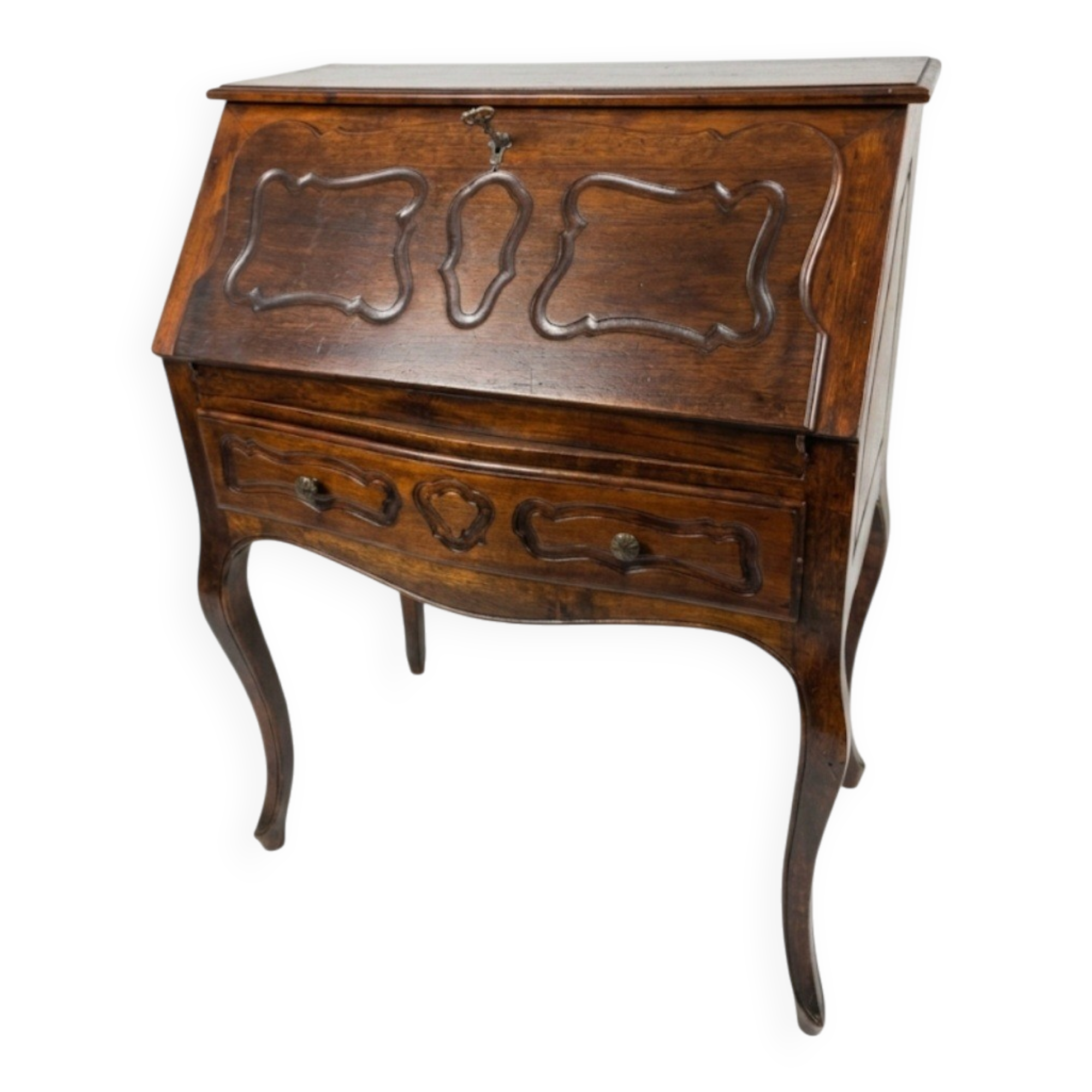 Curved donkey desk in walnut (secretary)