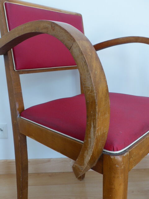 Pair of bridge chairs in red skai