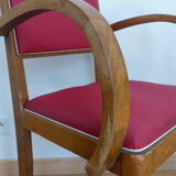 Pair of bridge chairs in red skai