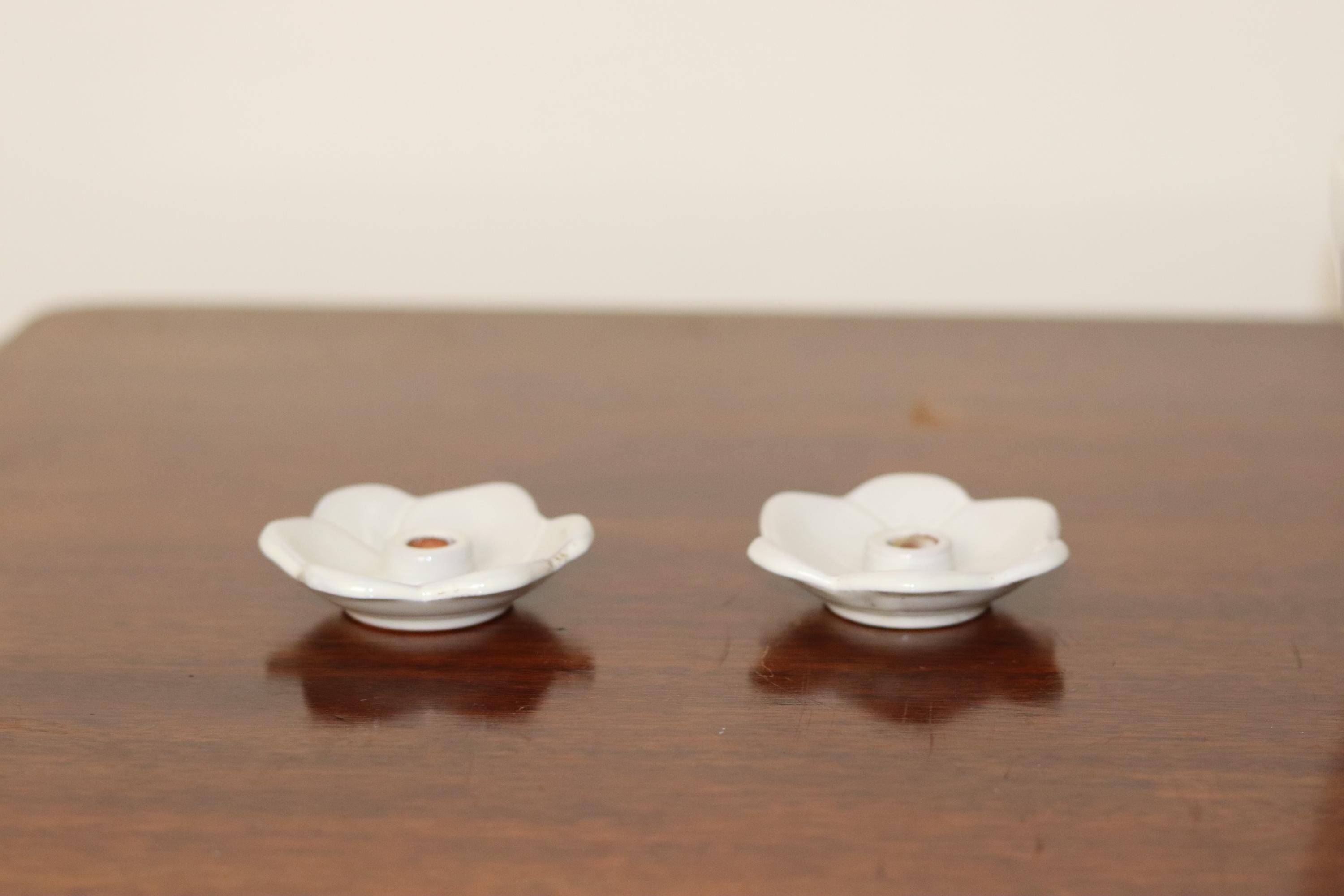 Pair of Swedish ceramic candlesticks from the mid-century by Bo Fajans.