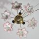 Set of 3 Charming Murano Vintage Ceiling Light Pink Flowers, 1970s