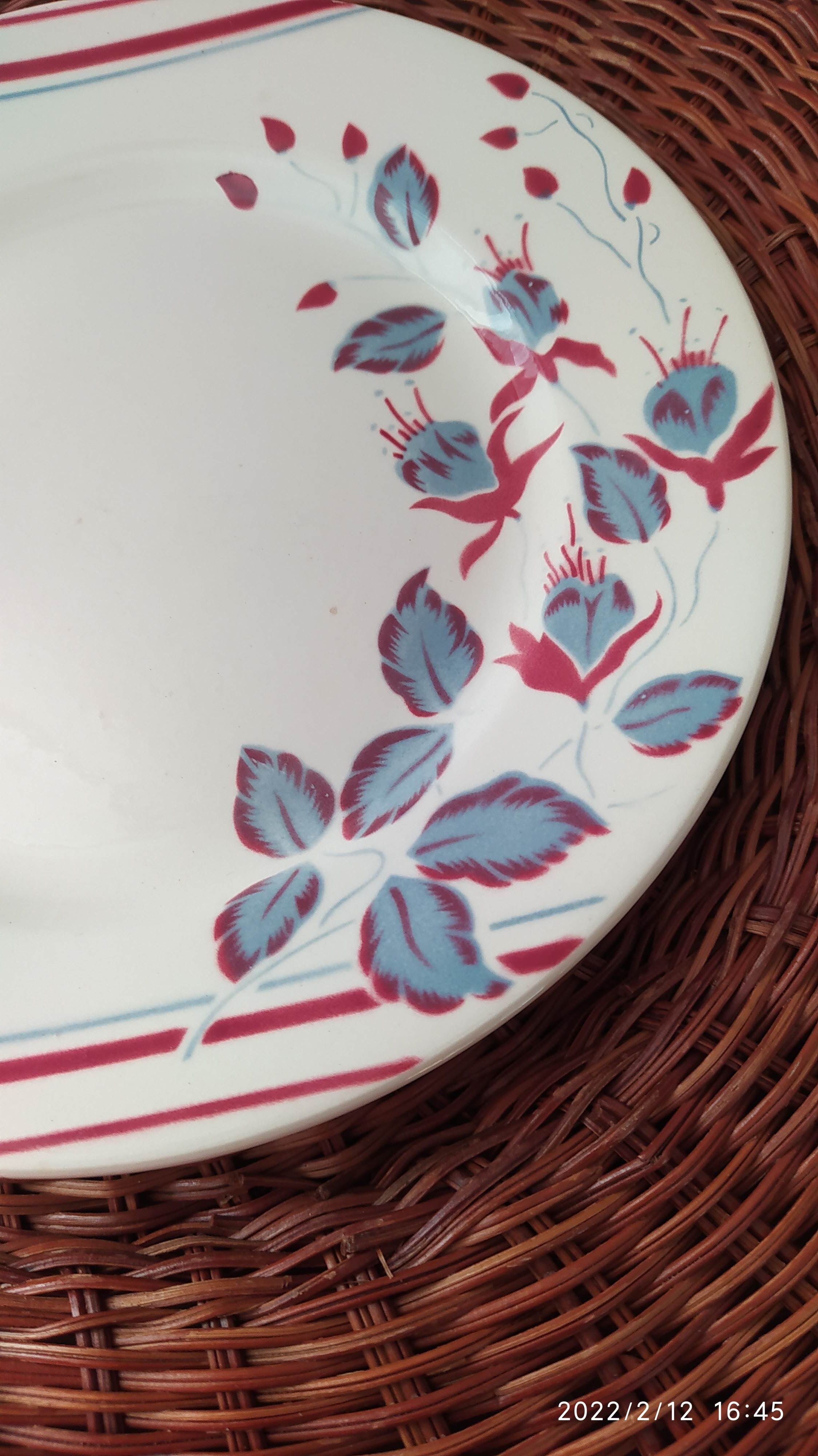 Set of 6 flat plates Digoin Sarreguemines