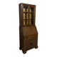 Secrétaire vitrine en chêne meuble 2 corps avec abattant