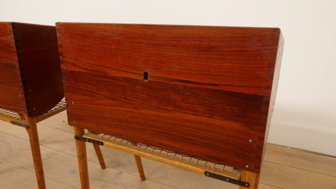 Ensemble de tables de chevet vintage danoises | Teck et chêne | Vintage