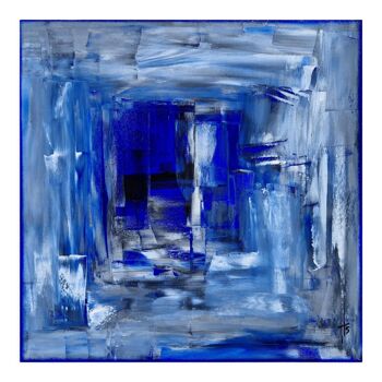 Tableau peinture abstraite bleu outremer