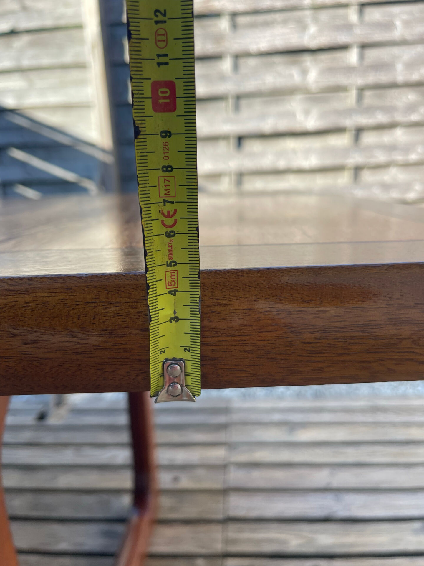 Extendable teak table, sled base, vintage style.