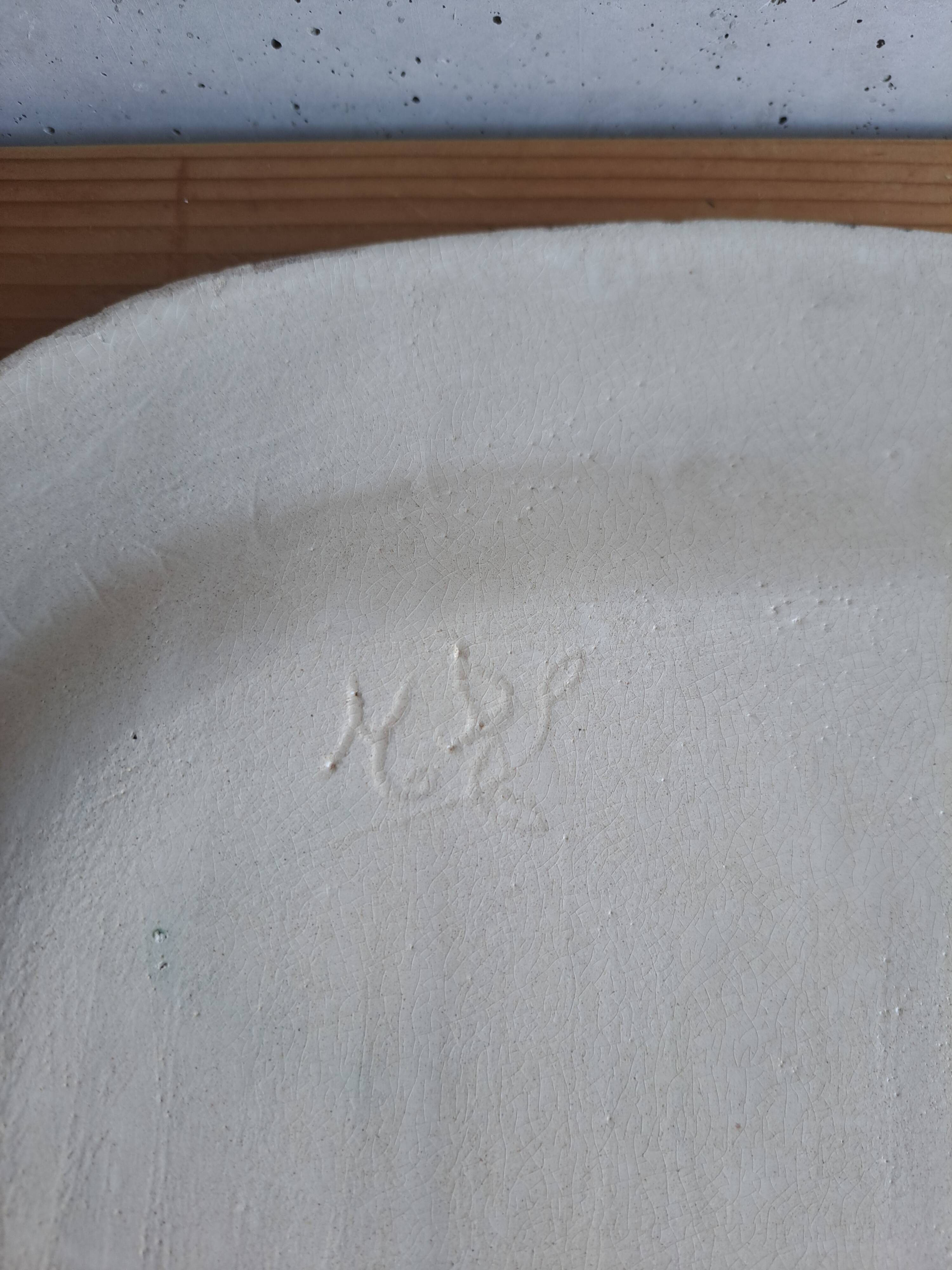 Handmade ceramic bird dish signed