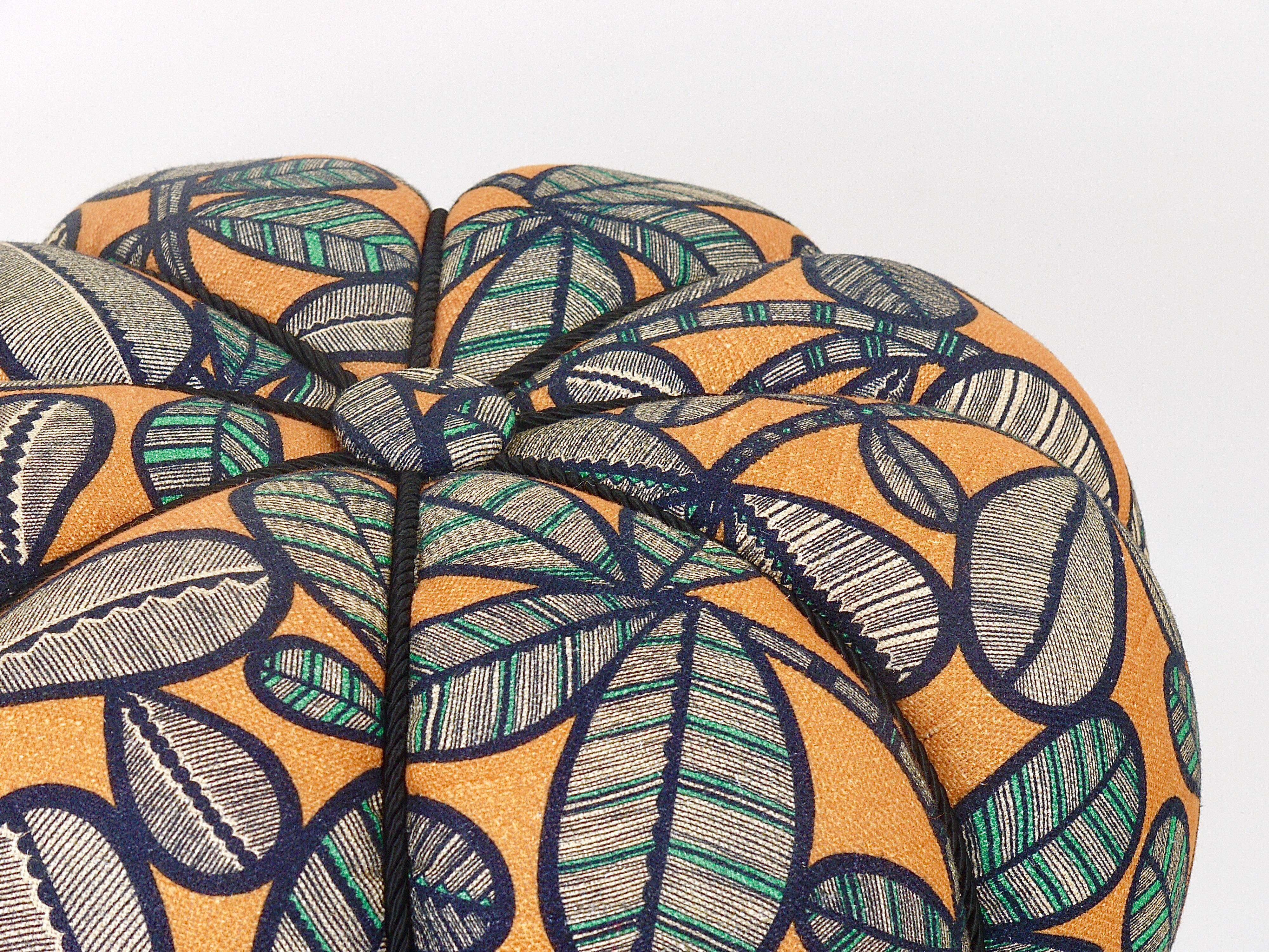 up to 3 Art Deco stools by Jindrich Halabala, leaf pattern, pouf, ottoman, 1930s