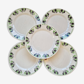 Set of 5 plates for dessert Paulette by H.B.C Choisy Le Roi