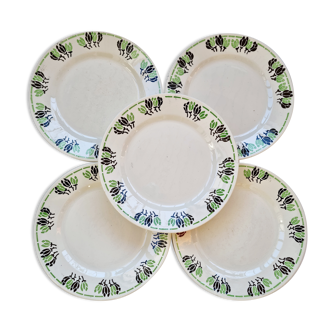 Lot de 5 assiettes a dessert Paulette de H.B.C Choisy Le Roi