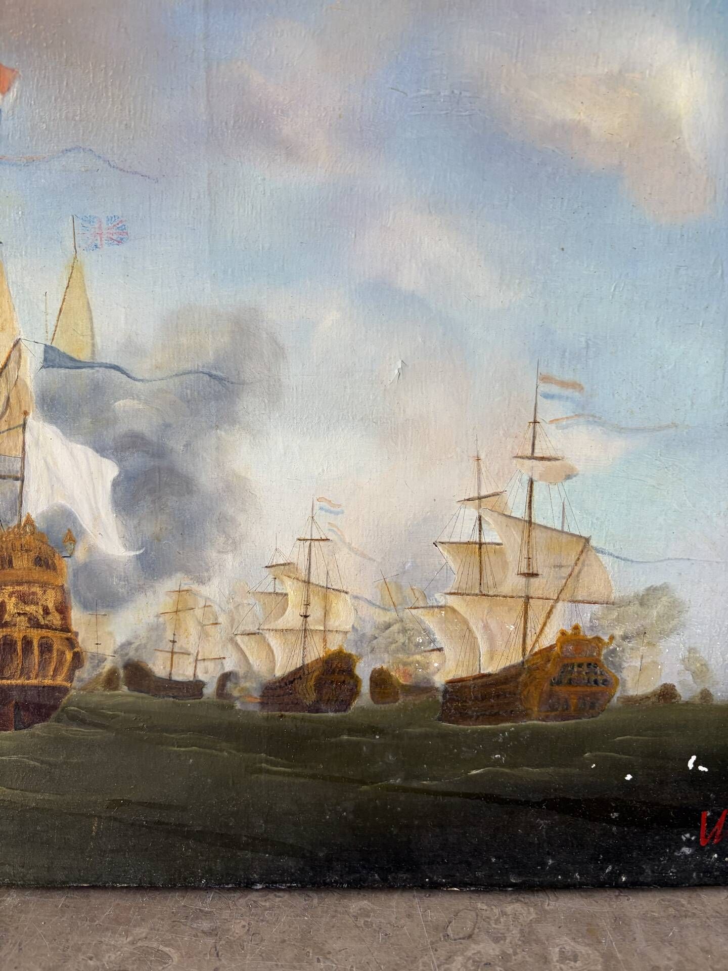 Marine, 20th century, oil on canvas signed
