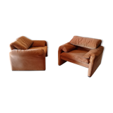 Pair of Maralunga armchairs by Vico Magistretti