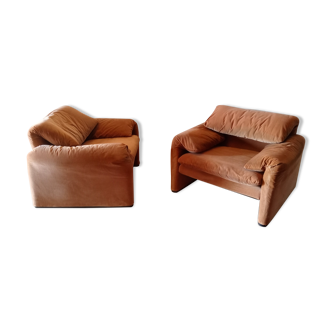 Pair of Maralunga armchairs by Vico Magistretti