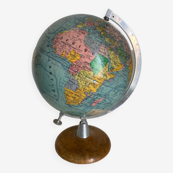 Vintage globe 1950 terrestrial wood Girard Barrère Forest - 36 cm